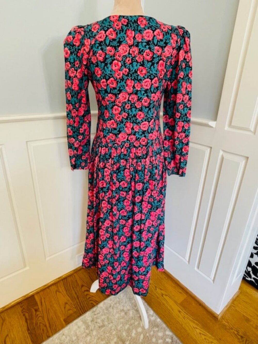 Komil Honolulu Vintage Cottagcore Floral Drop Waist Midi Dress Button Front Sm - Picture 8 of 10